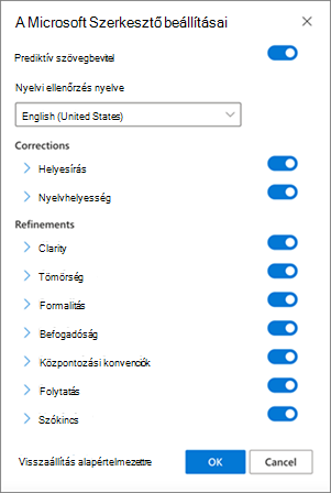 A Szerkesztő beállításai