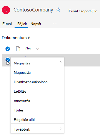 A Fájl törlése és átnevezése lehetőségek