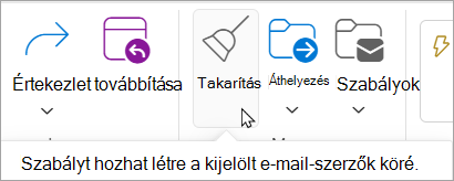 Válassza a Takarítás parancsot a menüszalagon