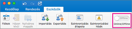 Húzza a csúszkát offline állapotba
