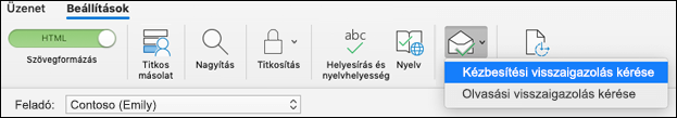 Kézbesítési visszaigazolás kérése