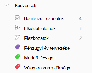 Kategóriák a Kedvencek között az új Windows Outlookban