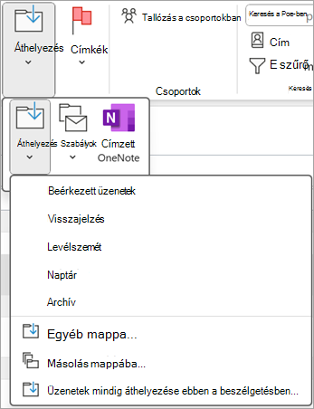Jelölje ki a visszaállítani kívánt törölt elemet, majd a menüszalag Áthelyezés gombjával helyezze át egy másik mappába.