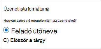 Új Outlook-üzenetlista formátum