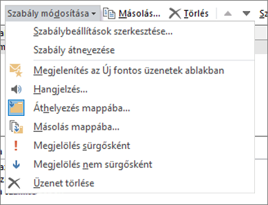 Szabály beállításainak módosítása