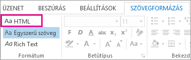 A HTML formázási lehetőség az üzenet Szövegformázás lapján