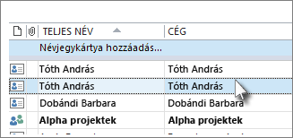 CTRL billentyűt lenyomva tartva jelölje ki a törlendő névjegyeket