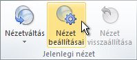 A menüszalag Nézet beállításai gombja