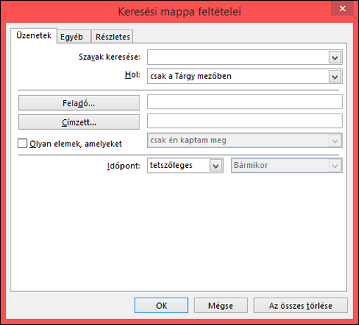 Keresési feltétel megadása