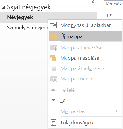 Új névjegymappa létrehozása