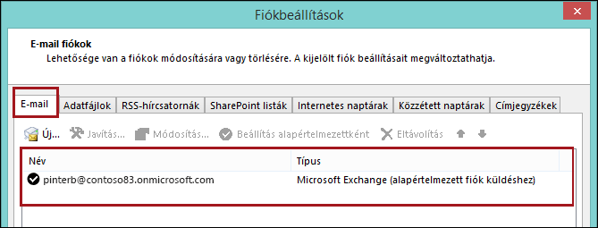 Fióktípus az Outlookban