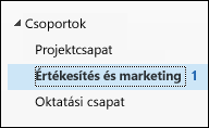 Csoportok a bal oldali navigációs sávban