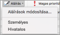 Aláírás menü