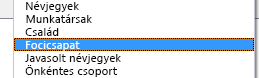 Az új címjegyzék megjelenik a Címjegyzék párbeszédpanel Címjegyzék legördülő listájában.