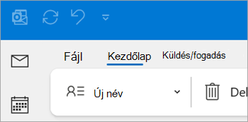 Az Új névjegy parancs a klasszikus Outlook menüszalagján