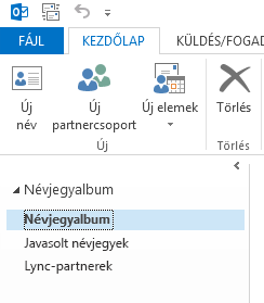 A Saját névjegyek csoportban kattintson a jobb gombbal a Névjegyek mappára.