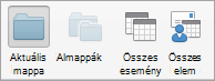 A Calendar keresési beállításainak megjelenítése