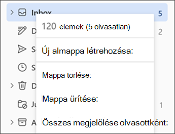 Képernyőkép a mappára jobb gombbal kattintva megjelenő menüről