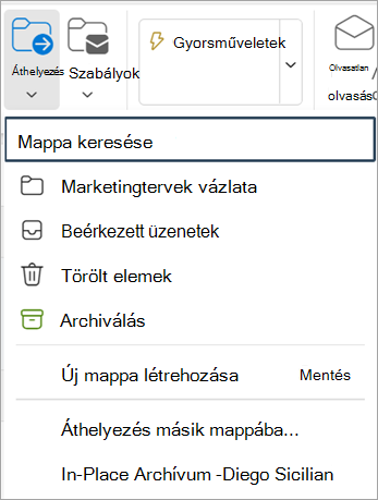 Válassza az Áthelyezés parancsot a menüszalagról