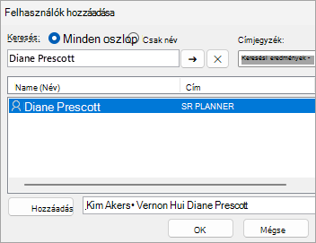 Képernyőkép: felhasználók hozzáadása mappamegosztáshoz