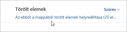 Képernyőkép a mappából törölt elemek helyreállítása gombról