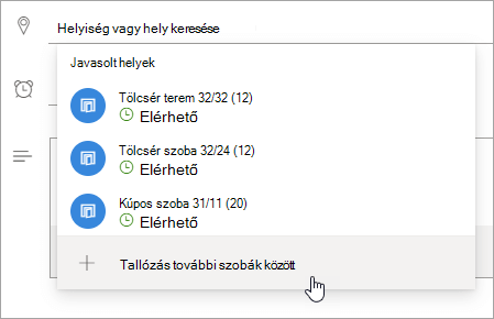 Képernyőkép a Javasolt helyek menüről