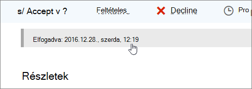 Képernyőkép elfogadott naptáreseményről.