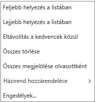 Képernyőkép a Posta app Beérkezett üzenetek mappájára jobb gombbal kattintva megjelenő helyi vagy helyi menüről.