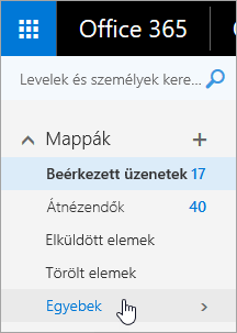 Képernyőkép, amelyen a kurzor a Webes Outlook navigációs ablakában az Egyebek gombra mutat.