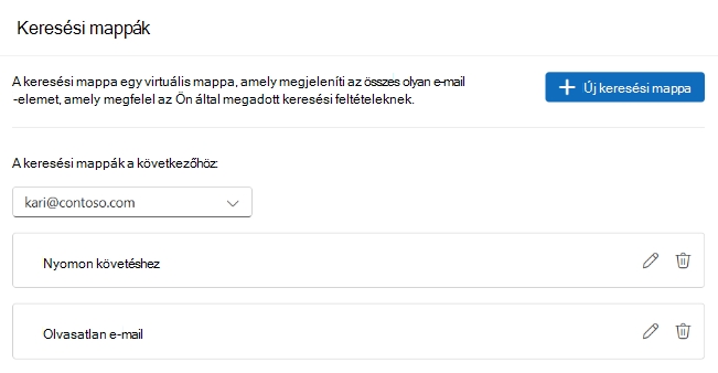 keresési mappák
