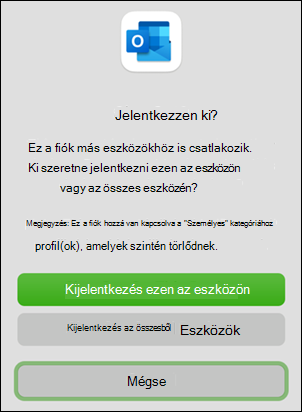 A Kijelentkezés az eszközön lehetőség a Mac Outlook alkalmazásban