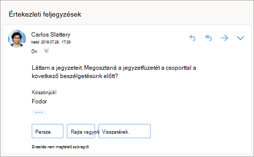 Képernyőkép a javasolt válaszokról