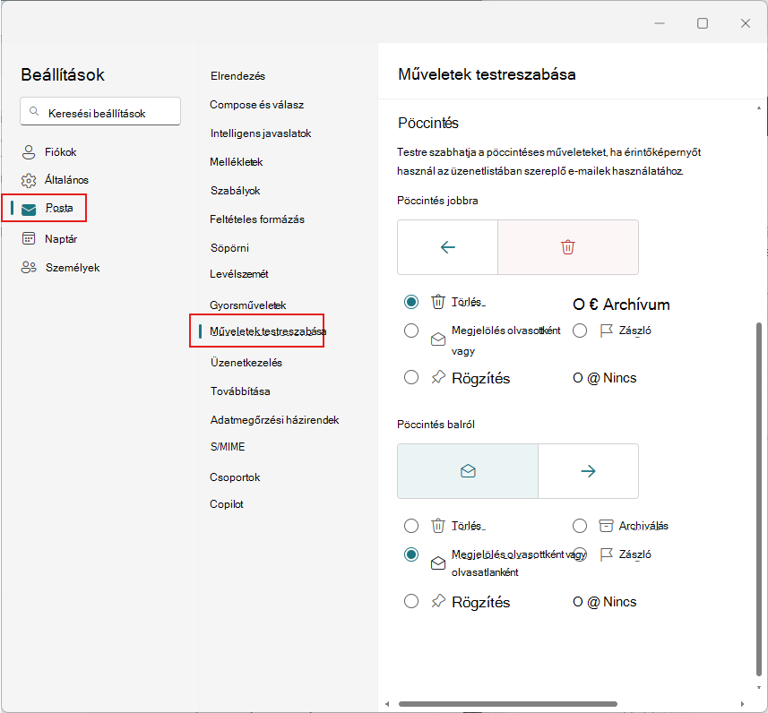 Pöccintő műveletek testreszabása