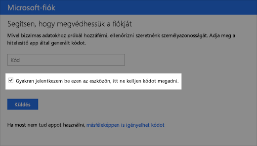 Képernyőkép a Megbízható eszköz párbeszédpanelről