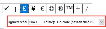 A From mező jelzi, hogy Unicode szimbólumról van szó