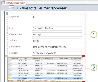 A form that contains a subform