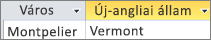 A lekérdezés eredménye