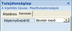 A Vezérlőelem megjelenítése tulajdonság a lekérdezéstervezőben