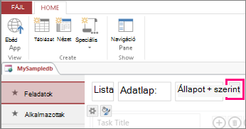 Listanézet megadása az Access ügyfélprogramból