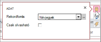 Webes adatlap nézet Adatok párbeszédpanelje