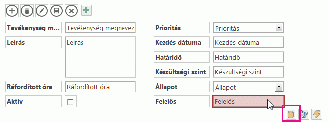 Adat gomb az Automatikus kiegészítés vezérlő mellett
