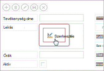 A Szerkesztés gomb egy Access-alkalmazás egyik nézetében