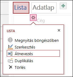 Settings menu with Open in browser, Edit, Rename, Duplicate, and Delete