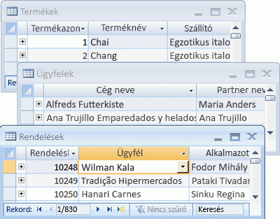 Kép három tábla adatlapjáról