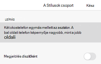 A Helyettesítő szöveg párbeszédpanel az iOS Word-ben.