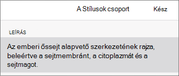 Képek Helyettesítő szöveg párbeszédpanelje az iOS OneNote-ban.