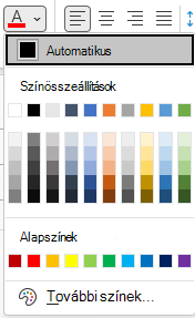 Az Outlook Betűszín menüje