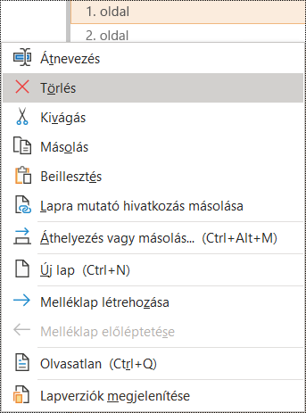 Lap törlése a Windows OneNote-ban