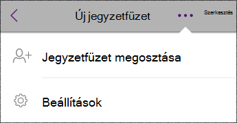 A Beállítások gomb az iPhone Jegyzetfüzetek alkalmazásában