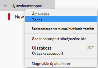 Szakaszcsoport törlése a Mac OneNote-ban